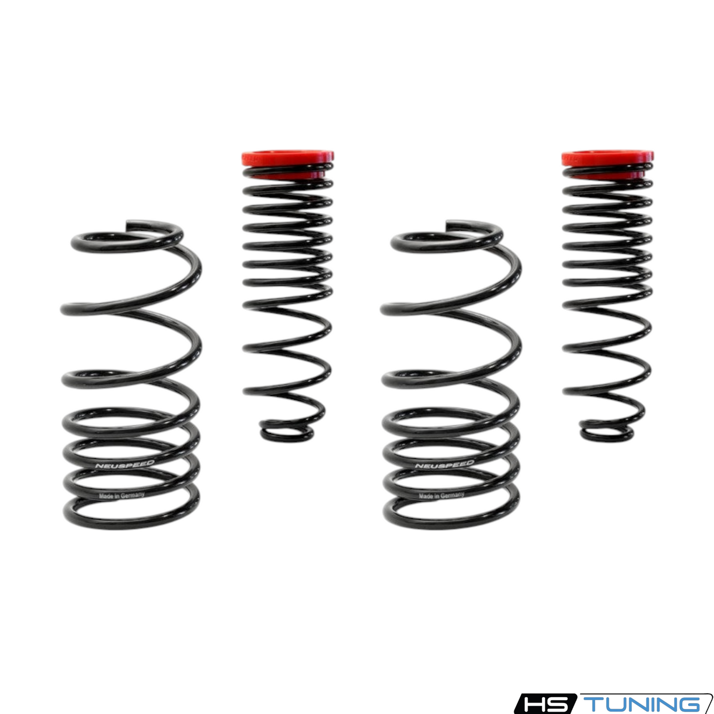HS Tuning NEUSPEED black lowering springs kit with red top mounts for Volkswagen Golf Jetta and Cabrio Mk3