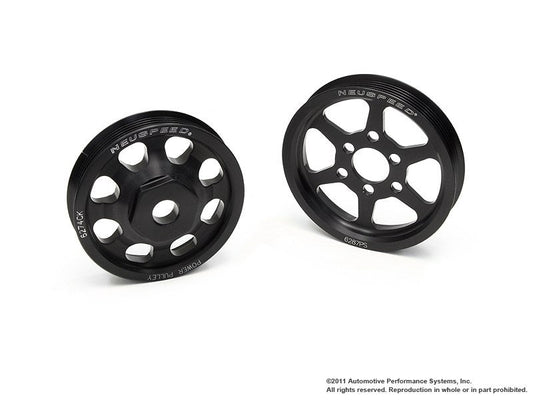 HS Tuning NEUSPEED black hard anodized aluminum power pulley kit for 2.8L 24V Mk4 Golf and Jetta engines.