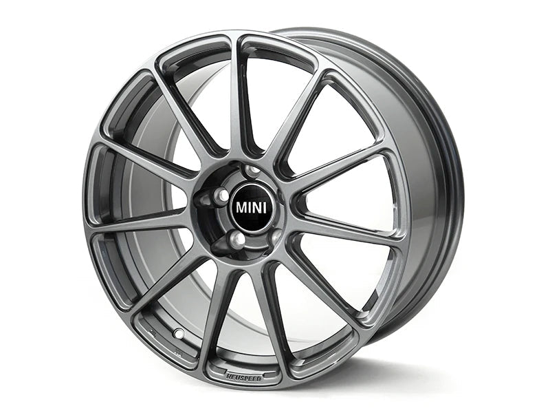 HS Tuning NM Eng. RSe11R lightweight alloy wheel in gunmetal grey with a multi-spoke design for MINI vehicles.