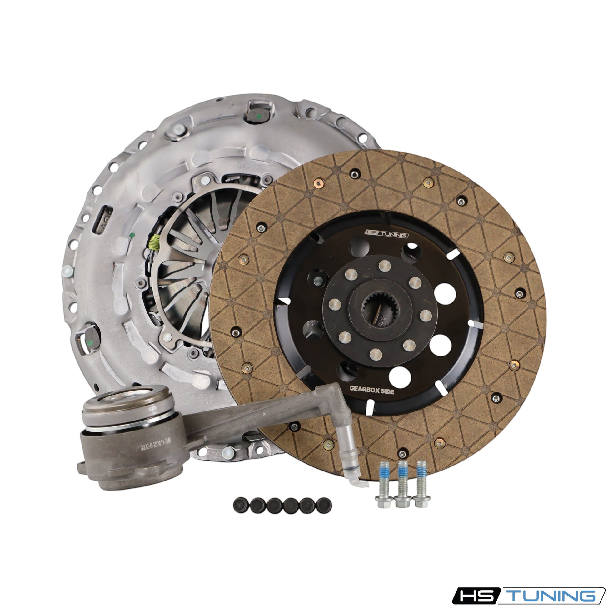 HS Tuning RSR Hybrid Clutch Kit including pressure plate, clutch disc, throwout bearing, and mounting hardware.