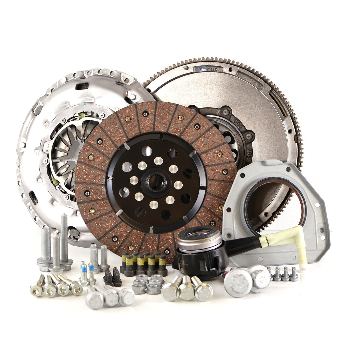 HS Tuning RSR SC clutch kit for VW Golf R MK6 including performance clutch disc, pressure plate, and hardware.