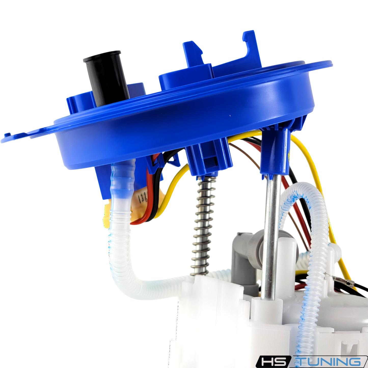 HS Tuning Genuine VW Audi fuel pump assembly unit with blue housing and white components for automotive repair