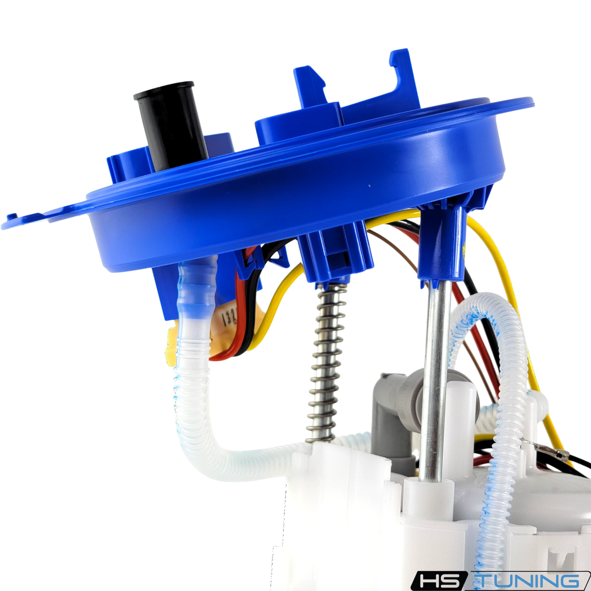 HS Tuning Genuine VW Audi fuel pump assembly unit with blue housing and white components for automotive repair