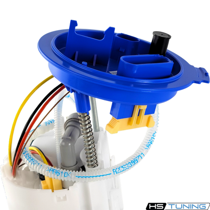 HS Tuning Genuine VW Audi fuel pump assembly unit with blue plastic housing and internal wiring components