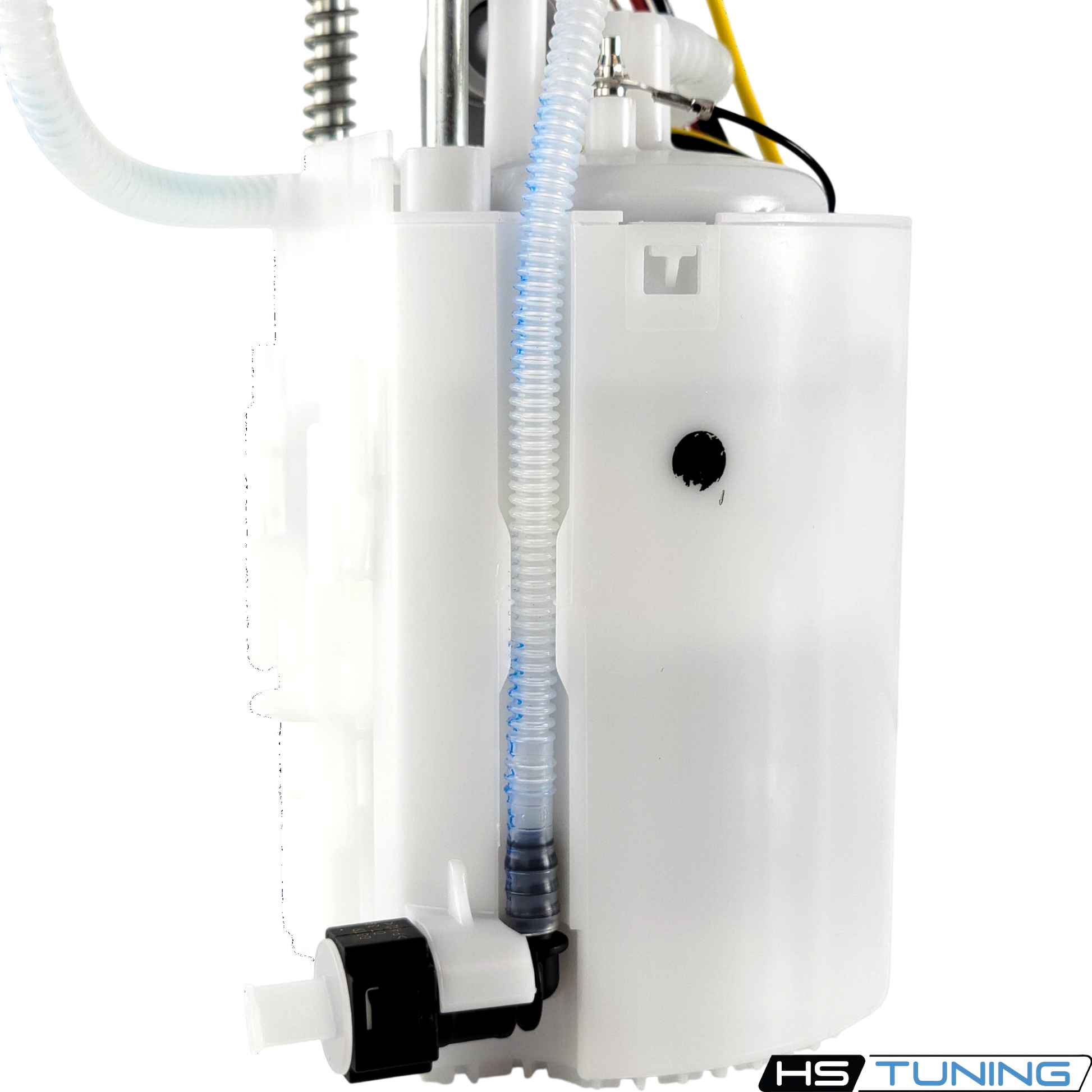 HS Tuning Genuine VW Audi fuel pump assembly unit with white plastic housing and integrated fuel lines