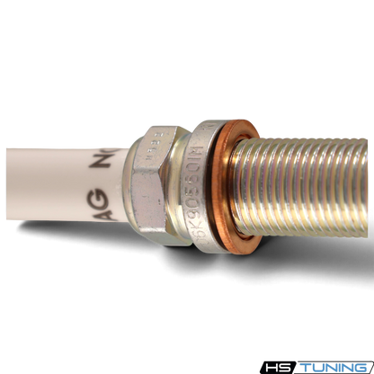 HS Tuning Genuine VW/Audi 06K-905-601-M iridium spark plug with copper gasket, showing thread and hex detail.