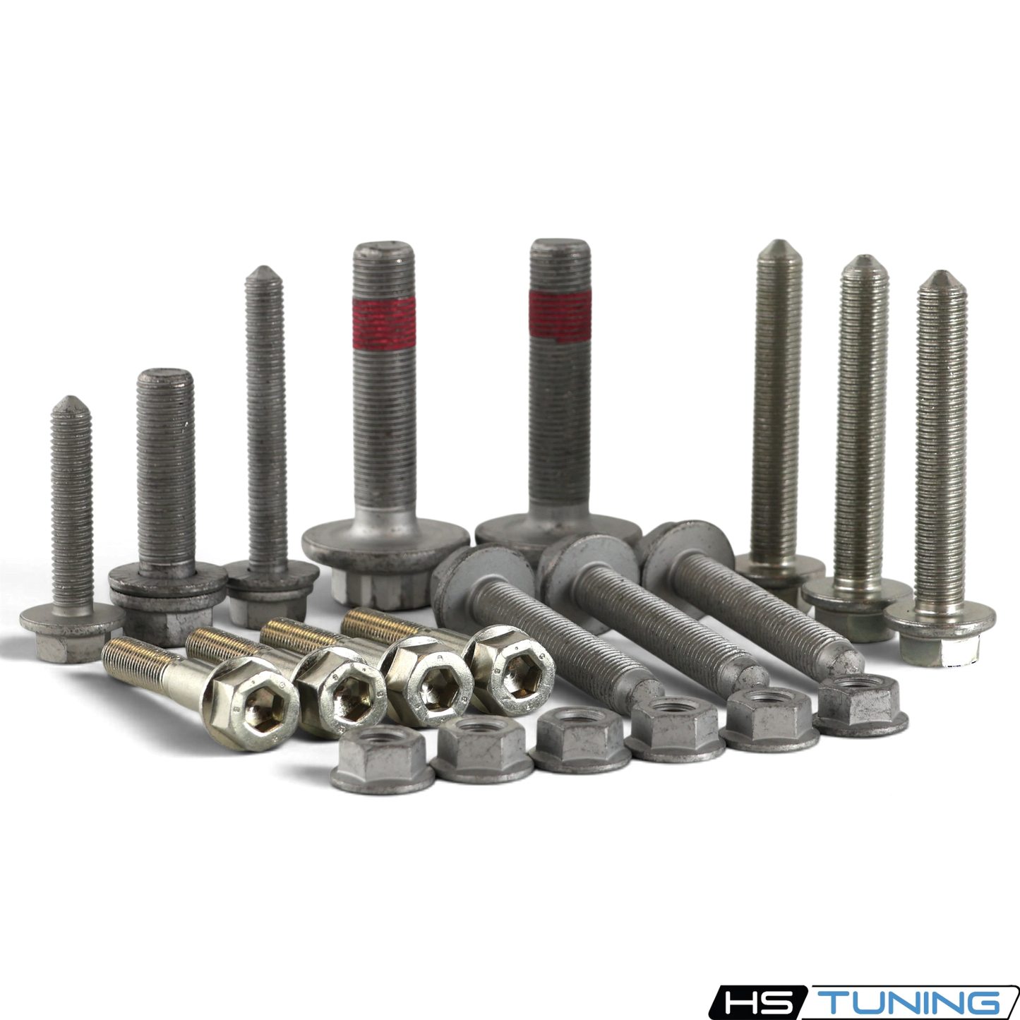 HS Tuning genuine VW/Audi transmission hardware kit with various bolts and nuts for Mk8 Golf maintenance and transmission replacemement