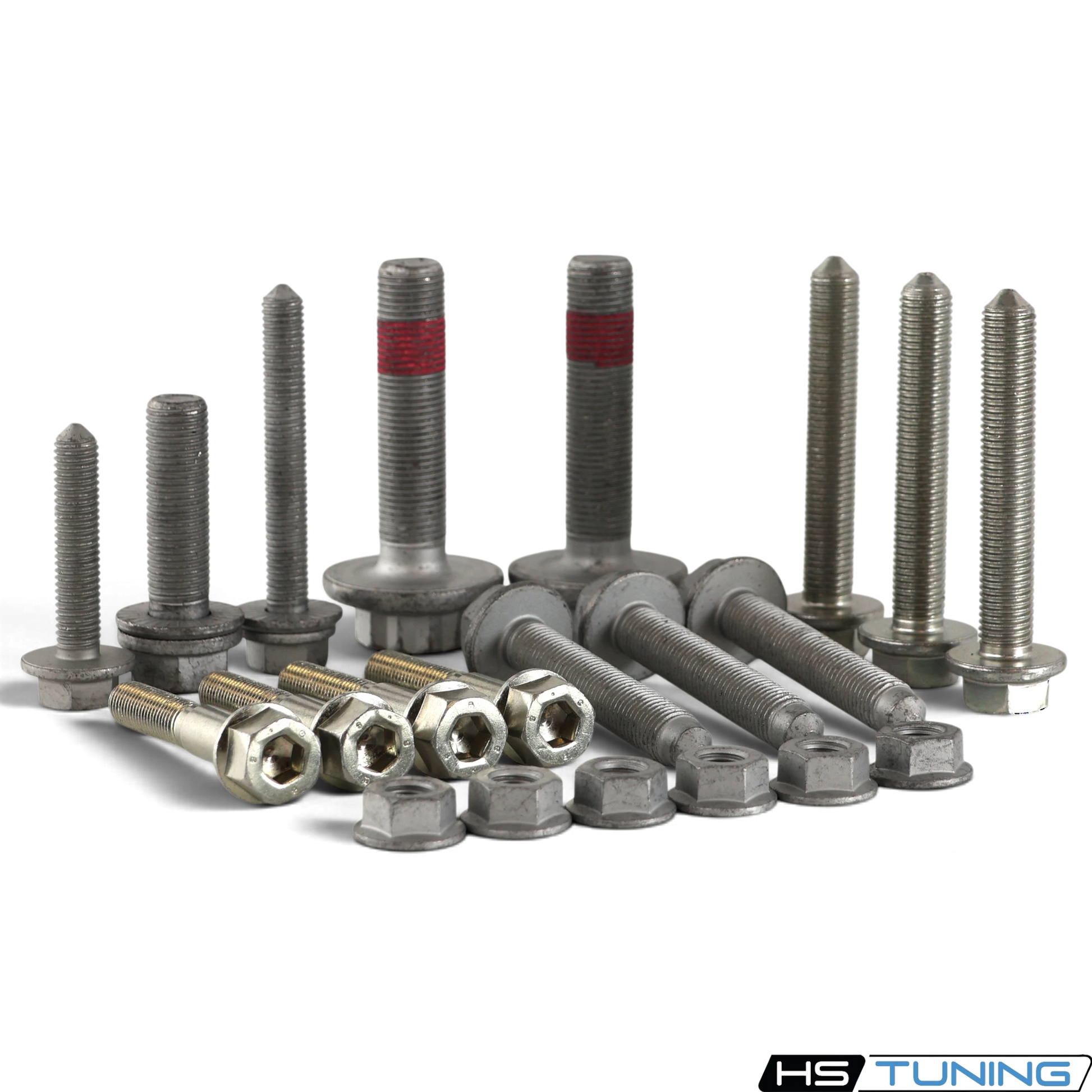 HS Tuning genuine VW/Audi transmission hardware kit with various bolts and nuts for Mk8 Golf maintenance and transmission replacemement