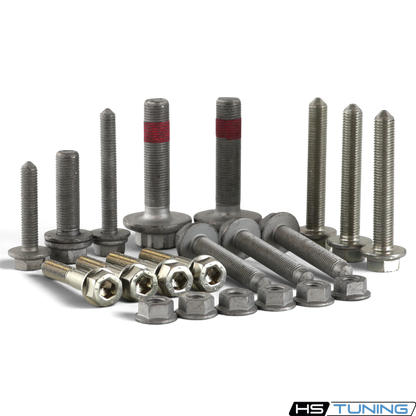 HS Tuning genuine VW/Audi transmission hardware kit with various bolts and nuts for Mk8 Golf maintenance and transmission replacemement