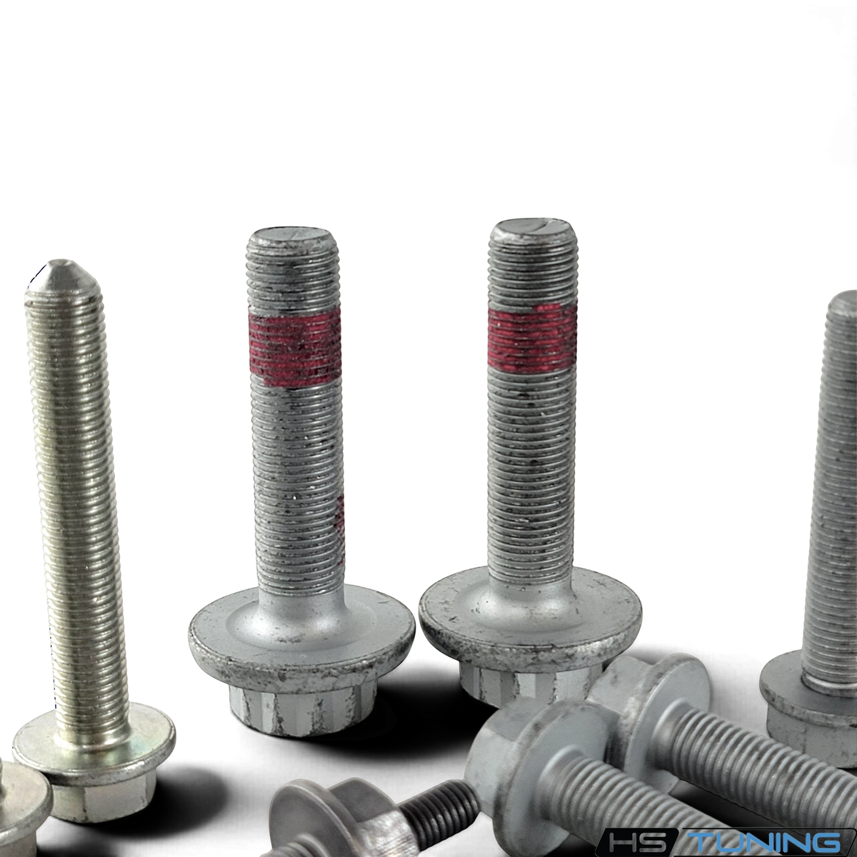 HS Tuning Genuine VW/Audi transmission hardware kit featuring steel bolts with factory-applied red thread locker