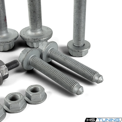 HS Tuning Genuine VW/Audi transmission hardware kit featuring assorted OEM steel bolts and nuts for MK5 and MK6 models.