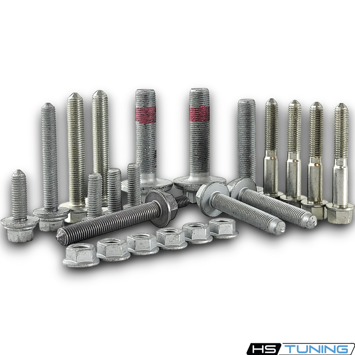 HS Tuning Genuine VW/Audi transmission hardware kit featuring various factory-spec bolts and nuts for MK5 and MK6 models