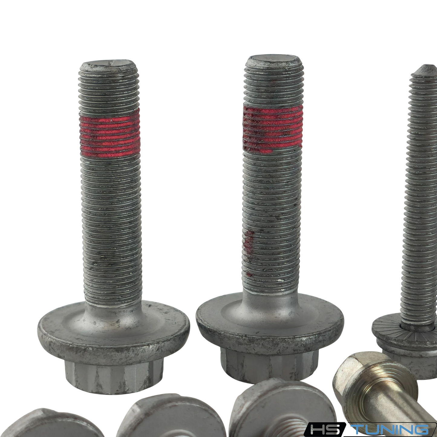 HS Tuning Genuine VW/Audi transmission hardware kit featuring steel torque-to-yield bolts with red thread locker