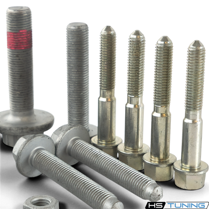 HS Tuning Genuine VW/Audi transmission hardware kit featuring various steel bolts with thread-locking compound