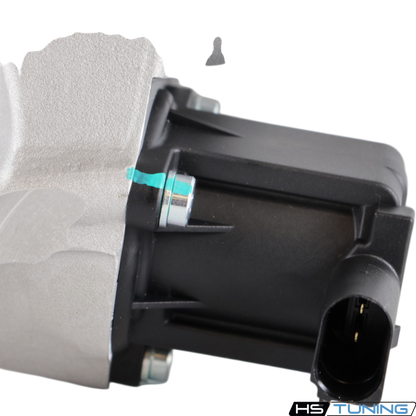 HS Tuning automotive water pump component with black plastic electrical connector and metallic housing