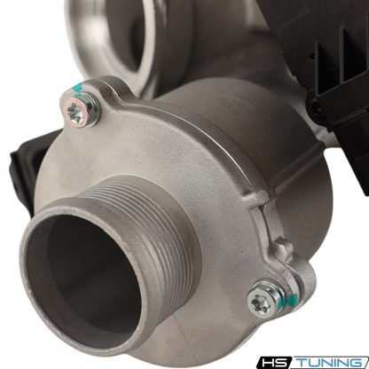 HS Tuning automotive water pump housing with threaded inlet and metal casing