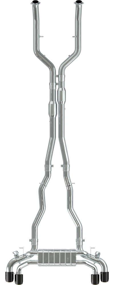 BMW M5 (G90/G99) Euro OPF - Valved Exhaust, MidSilencer Spares, 200 Cell OPF + Wicrom Tips (OE Actuators)