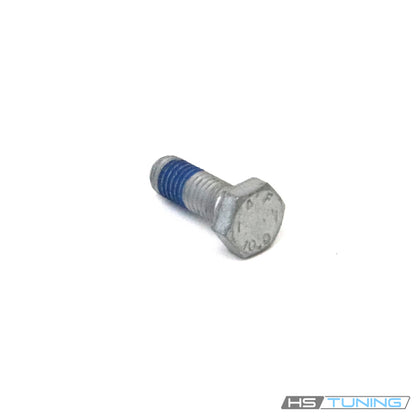Genuine VW/Audi N-010-241-24 brake caliper bolt showing hex head, collar and blue locking patch; repeated source photo 6