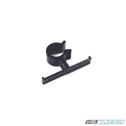 N-107-107-01 Genuine VW/Audi black plastic harness retainer with mounting bar, part identification, original product photo 1