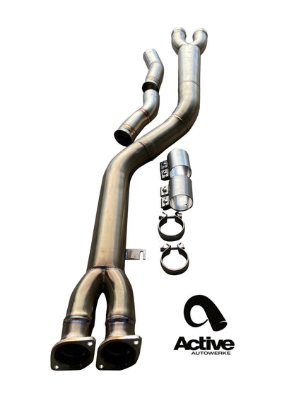 Active Autowerke X3M / X4M Signature single mid-pipe with $90 fixed price shipping in lower 48 states